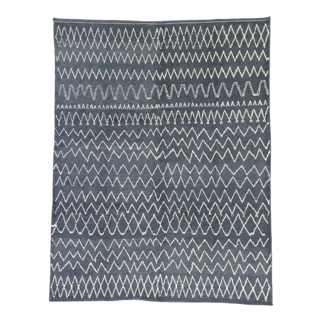 Steely Blue Moroccan Area Rug - 07'08 X 09'10 For Sale