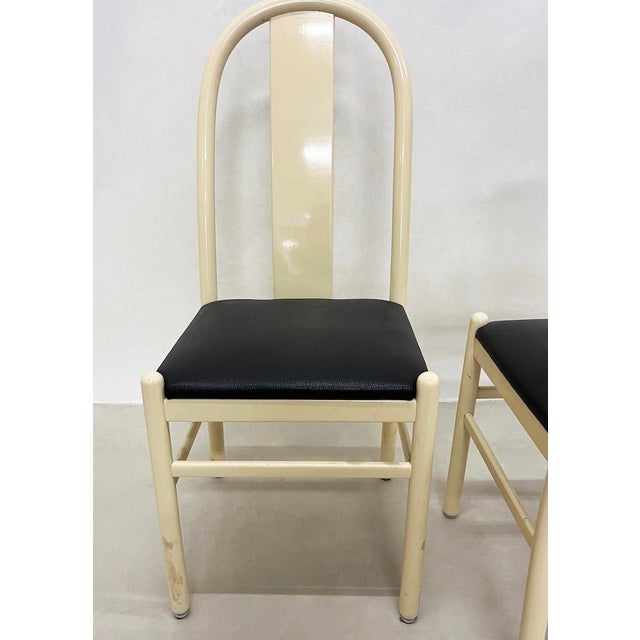 Beige Lacquered Wooden Chairs, 1980s, Set of 4 For Sale - Image 8 of 11