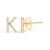 Contemporary 10K Yellow Gold 1/10 Cttw Diamond 'K' Initial Stud Earring For Sale - Image 3 of 5