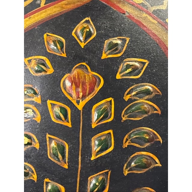 Mid 20th Century Extra Large Metal Mughal Style Black Hand-Painted Water Jug Vase, Rajasthan India For Sale In Chicago - Image 6 of 12