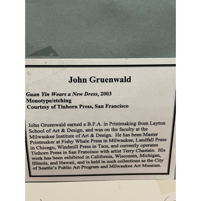 Early 20th Century Vintage Original Monotype Etching "Guan Yin Wears a New Dress" John Gruenwald For Sale - Image 10 of 10