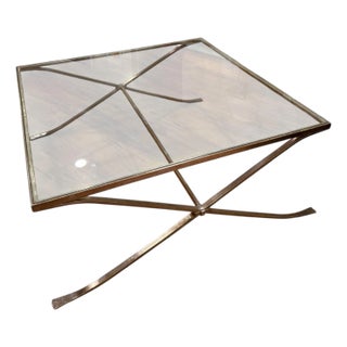 Attributed to Nancy Corzine Hollywood Regency Style Cocktail Table in White Gold For Sale