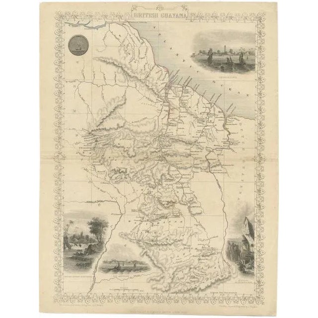 Mid 19th Century Antique Map of British Guayana with Insets of Georgetown, 1851 For Sale - Image 5 of 5