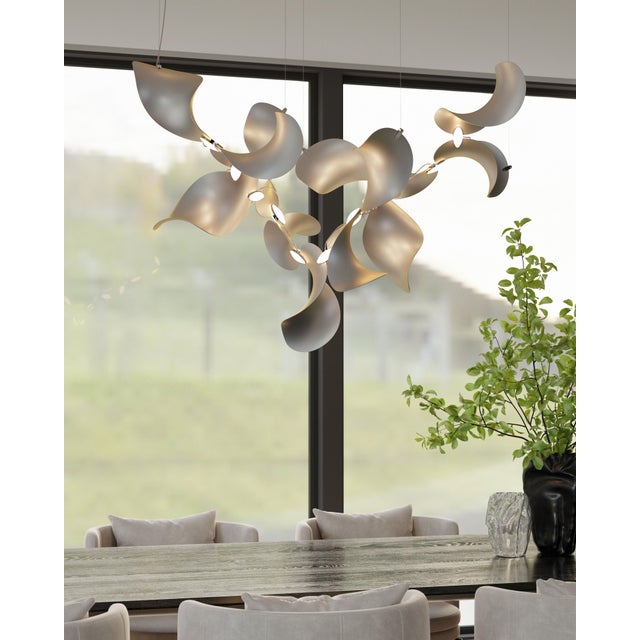 Not Yet Made - Made To Order Dune 8 Cluster Chandelier with Silver Anodized Shades by Daniel Becker for Moss Objects For Sale - Image 5 of 11