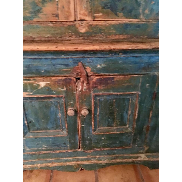 Mid 18th Century Antique Blue Step Back Cupboard For Sale - Image 4 of 9