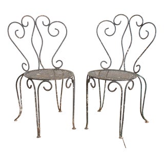 Vintage French Decorative Garden Chairs in Iron, 1950s, Set of 2 For Sale