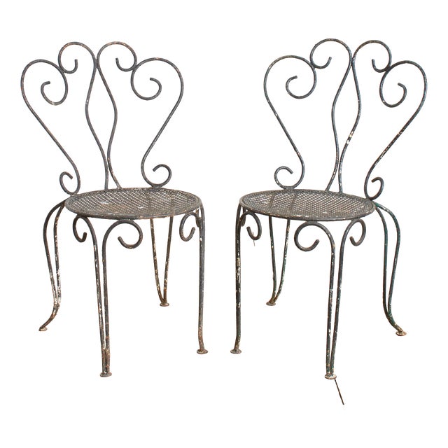 Vintage French Decorative Garden Chairs in Iron, 1950s, Set of 2 For Sale