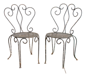 Vintage French Decorative Garden Chairs in Iron, 1950s, Set of 2