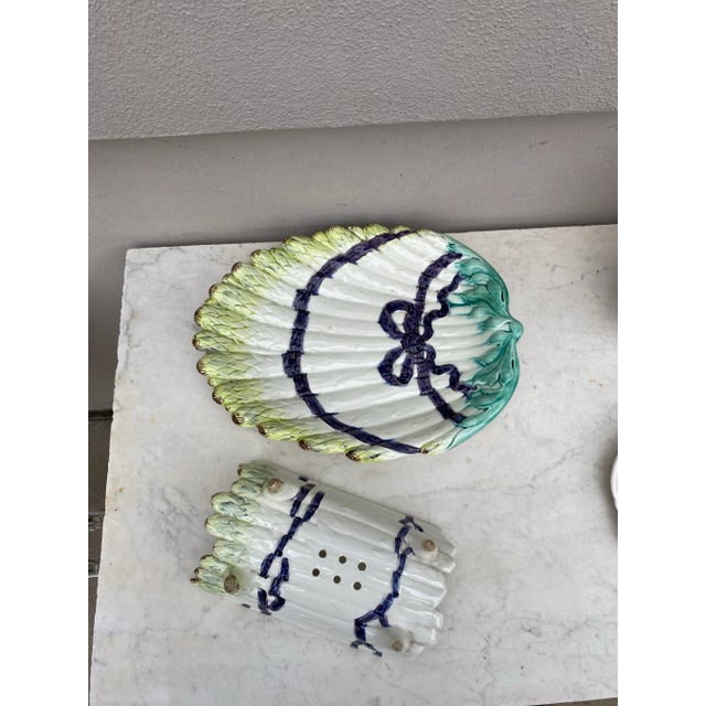 German Majolica Asparagus Platter Circa 1900 For Sale In Austin - Image 6 of 7
