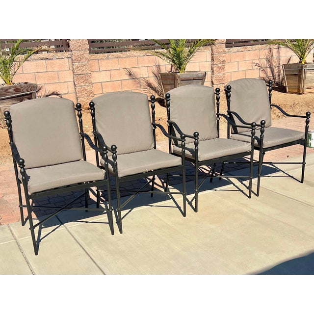 Wonderful outdoor MTD set, they have Black/bronze lightly textured powder coat nish. Chair cushions are newly made out of...