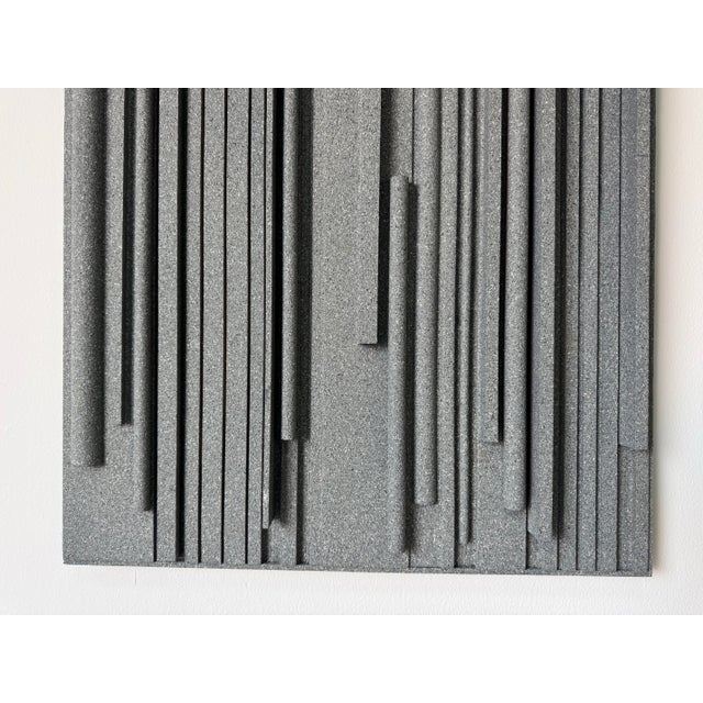 2000 - 2009 2002 Hank Hecht “Lines of Stone Grey” Mixed Media Geometric Abstract Wall Sculpture For Sale - Image 5 of 11