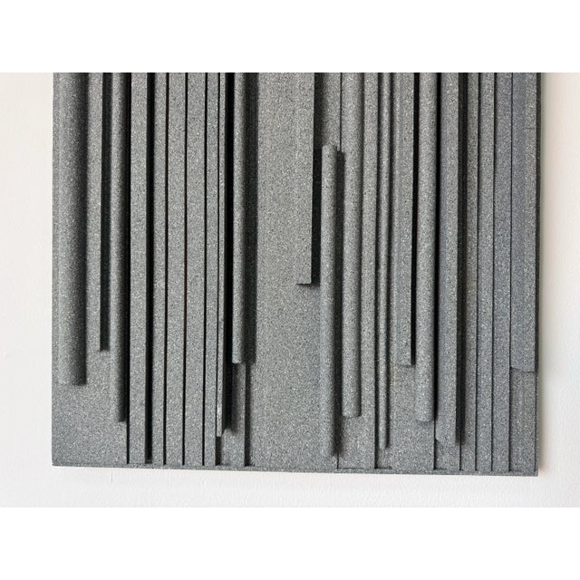 2000 - 2009 2002 Hank Hecht “Lines of Stone Grey” Mixed Media Geometric Abstract Wall Sculpture/ Sold For Sale - Image 5 of 11