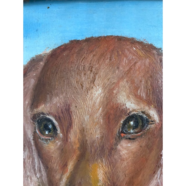 Chestnut Vintage Original Dog Portrait Oil Painting, Signed Animal Art For Sale - Image 8 of 18