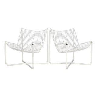 Set of White Lacquered Steel Rod Armchairs, 1985 For Sale