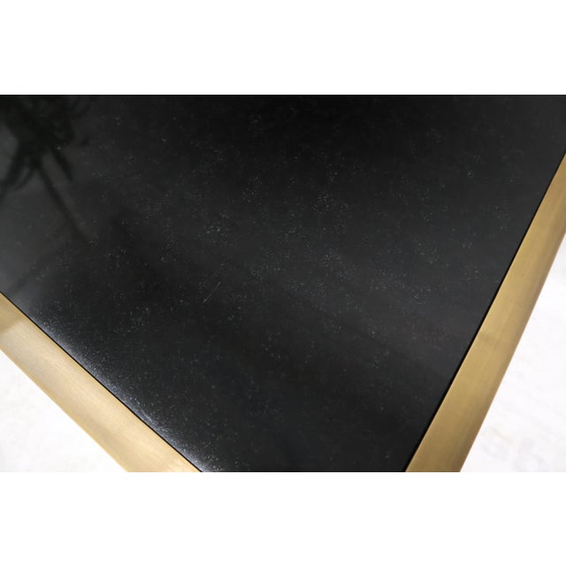 Mid-Century Modern Heavy Granite Top Rectangular Brass Frame Horn Shape Legs Coffee Table For Sale - Image 3 of 12