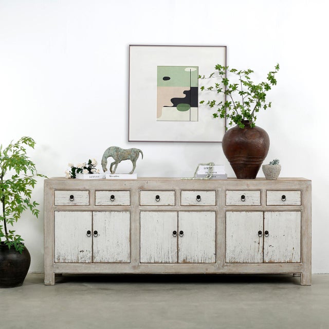 Amalfi Buffet Cabinet - Two Tone - Antique Off White For Sale In Los Angeles - Image 6 of 13