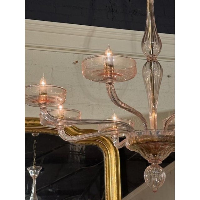 Murano Pink 8-Light Chandelier For Sale - Image 4 of 7