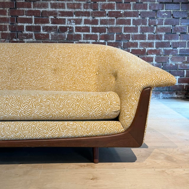 Reupholstered Yellow Gondola Sofa For Sale - Image 9 of 12