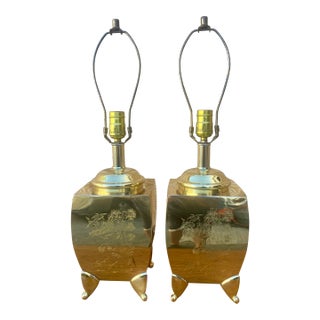 1970s Brass Chinoiserie Lamps - a Pair For Sale