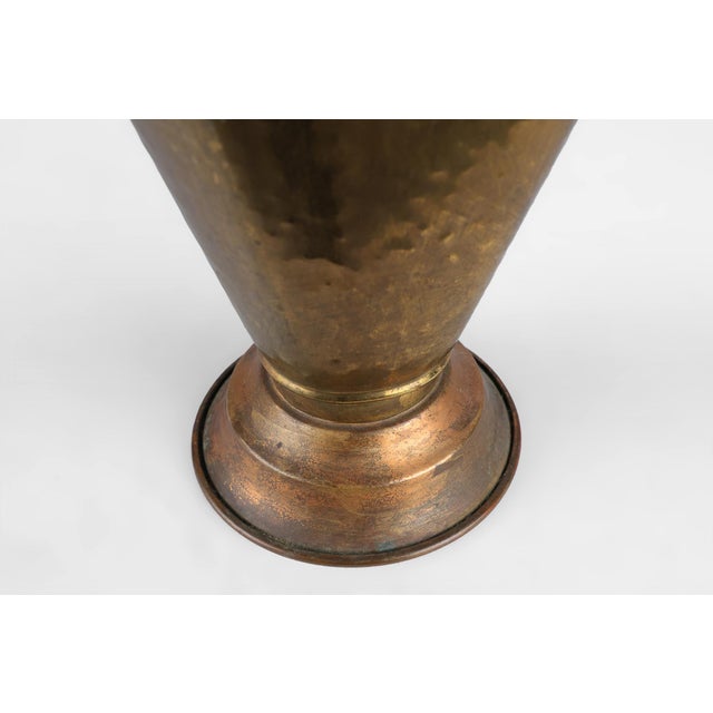 Gold French Rustic Brass and Copper Base Umbrella Stand with Embossed Decoration, 1890s For Sale - Image 8 of 12