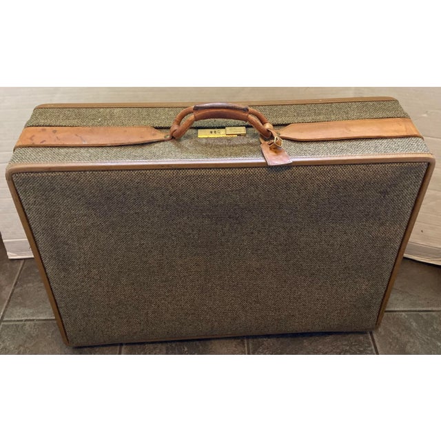 Vintage Hartmann Tweed Suitcase, Leather Belting and Wheels