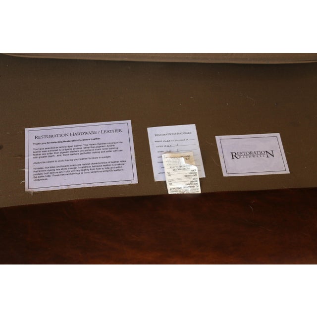 Restoration Hardware Brown Leather Three-Seat Sofa With Patina For Sale - Image 18 of 18