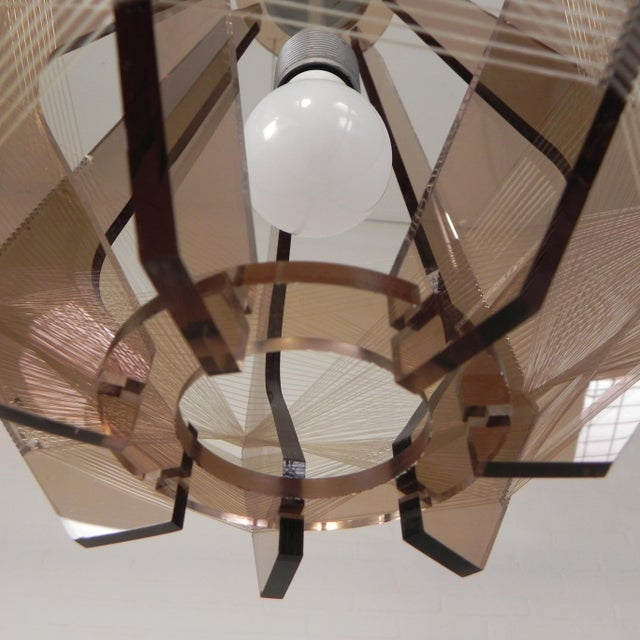 Vintage Acrylic Glass and Nylon Wire Pendant Lamp by Paul Secon for Sompex, 1960s For Sale - Image 16 of 18