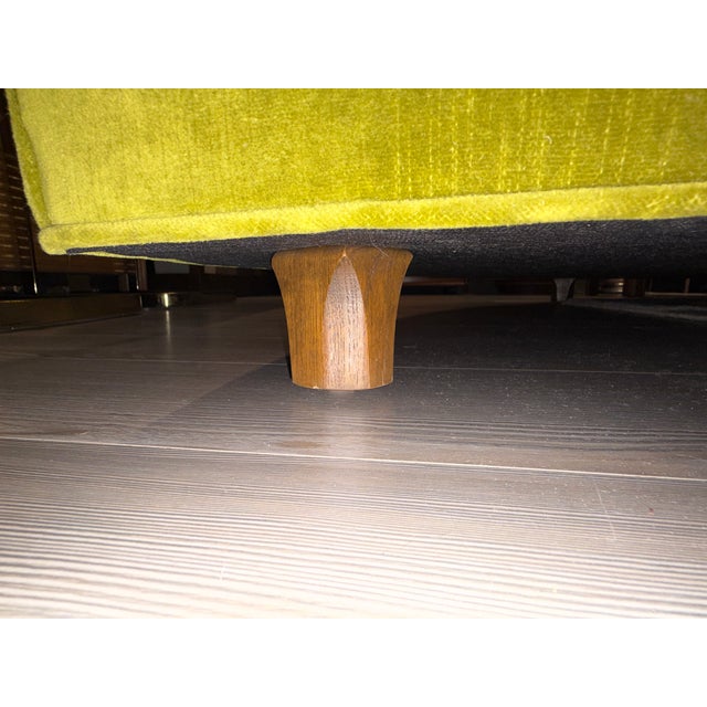 MCM Reupholstered Avocado Velvet Curved 2-Piece Sofa For Sale In Los Angeles - Image 6 of 9