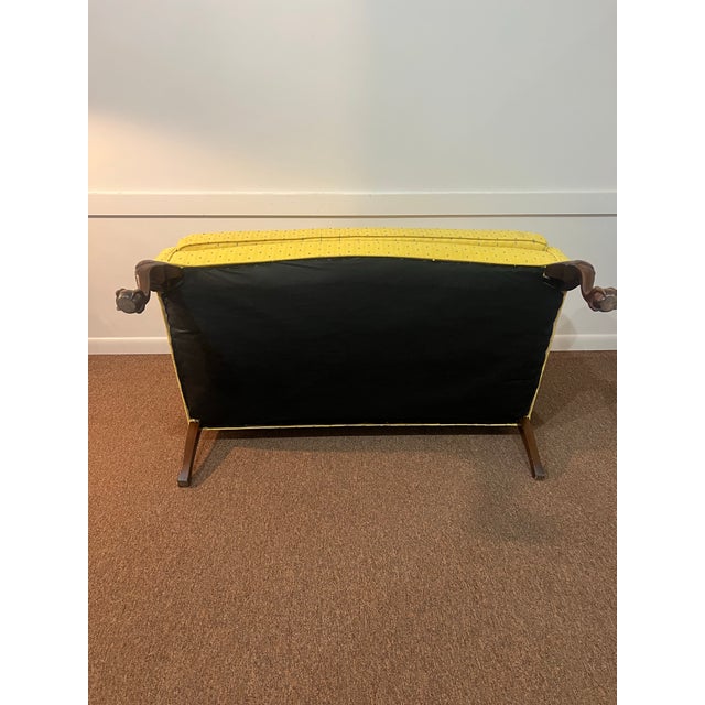 Early 20th Century Chippendale Style Camel Back Mahogany Footed Loveseat Sofa Newly Upholstered For Sale - Image 6 of 12