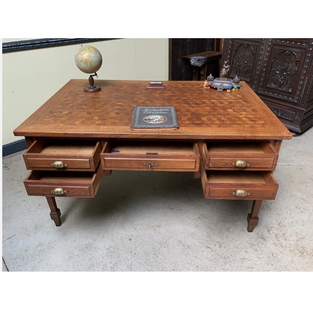 Antique Art Nouveau Double-Sided Desk, 1915 For Sale - Image 4 of 12
