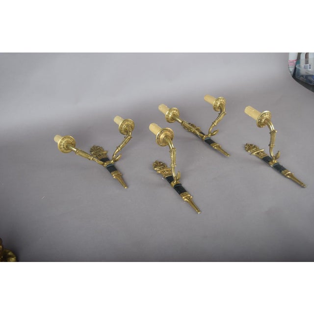 Vintage French Empire Style Torch Wall Sconces in Gilt Bronze, 1950s, Set of 4 For Sale - Image 14 of 18