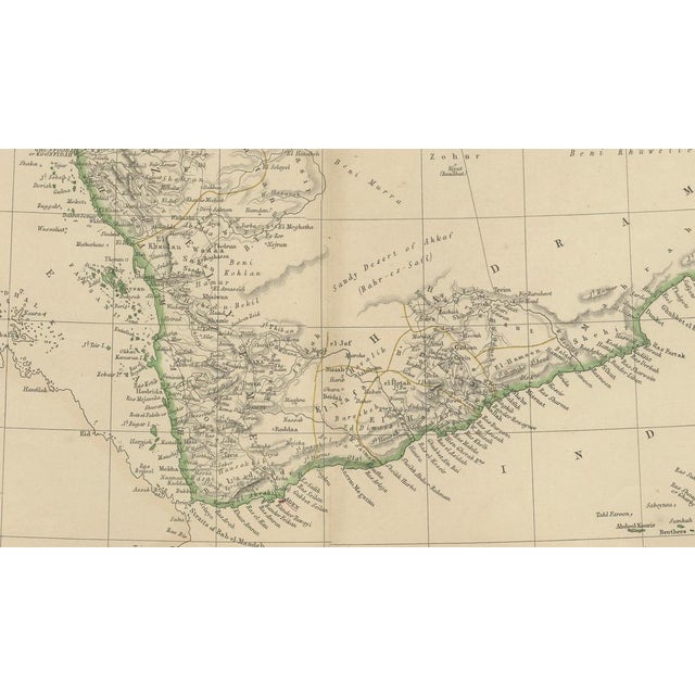 Antique Map of the Arabian Peninsula, 1860 For Sale - Image 4 of 10