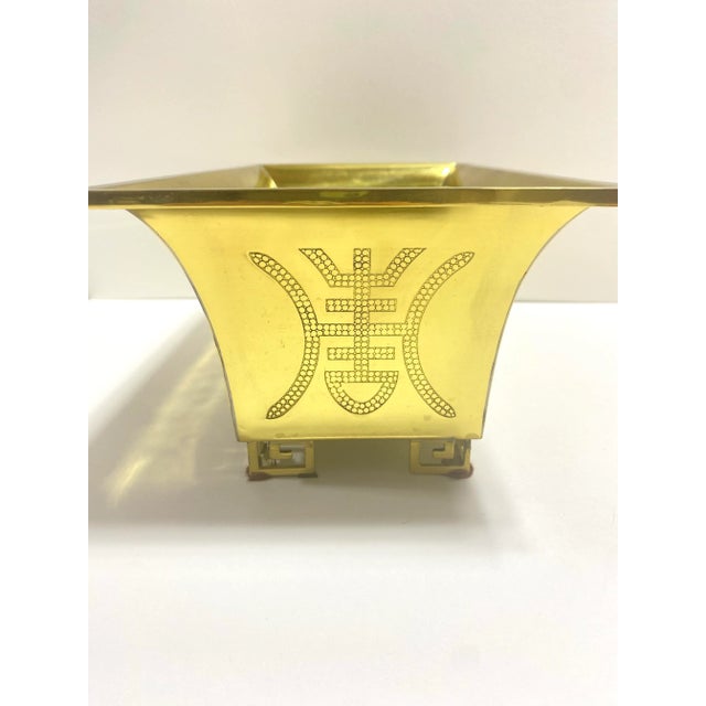 1970s Greek Footed Asian Brass Cachepot Planter For Sale In Louisville - Image 6 of 10