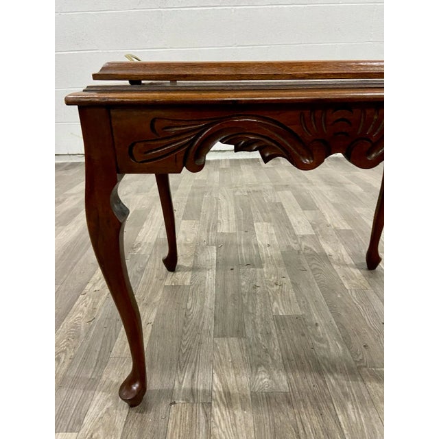 Vintage French Louis XV Style Coffee or Side Table With Glass Serving Tray For Sale - Image 10 of 13