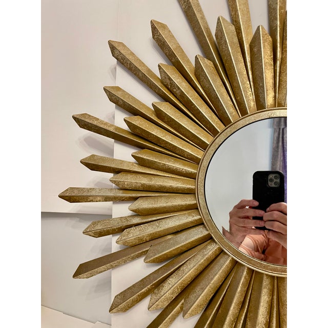 Late 20th Century Gilt Metal Starburst Mirror For Sale - Image 5 of 12