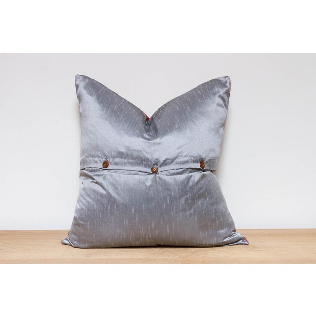 Hazy Silver Festive Silk Euro Pillow Cover For Sale In Los Angeles - Image 6 of 7