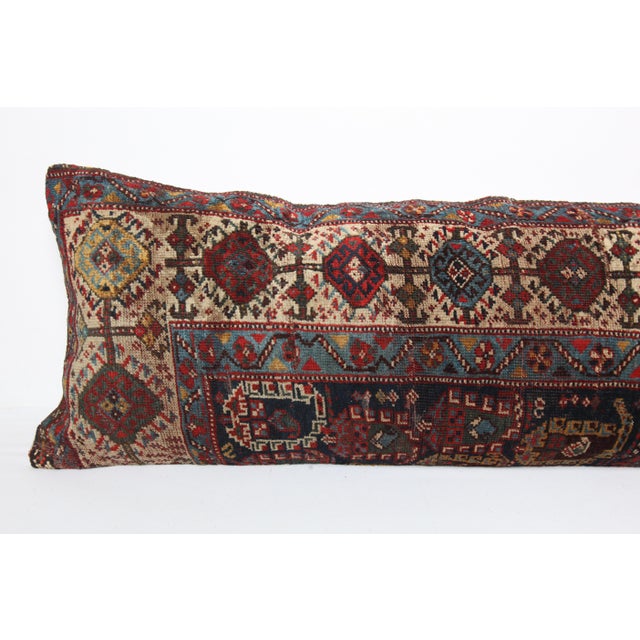 Antique Kurdish Navy Blue Sofa Rug Pillow Cushion Cover -16'' X 42'' For Sale - Image 4 of 11