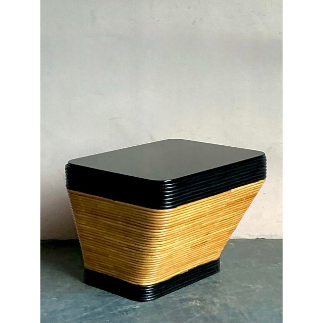 Wood Vintage Boho Stacked Pencil Reed Side Table For Sale - Image 7 of 7