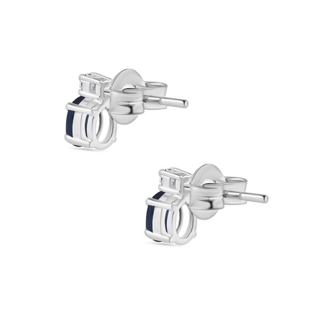 Art Deco Art Deco Style Solitaire Diamond Sapphire Stud Earrings Set for Women in 14k Gold For Sale - Image 3 of 12