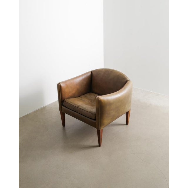 Brown Leather V12 Armchair by Illum Wikkelsø, 1960s For Sale - Image 4 of 7