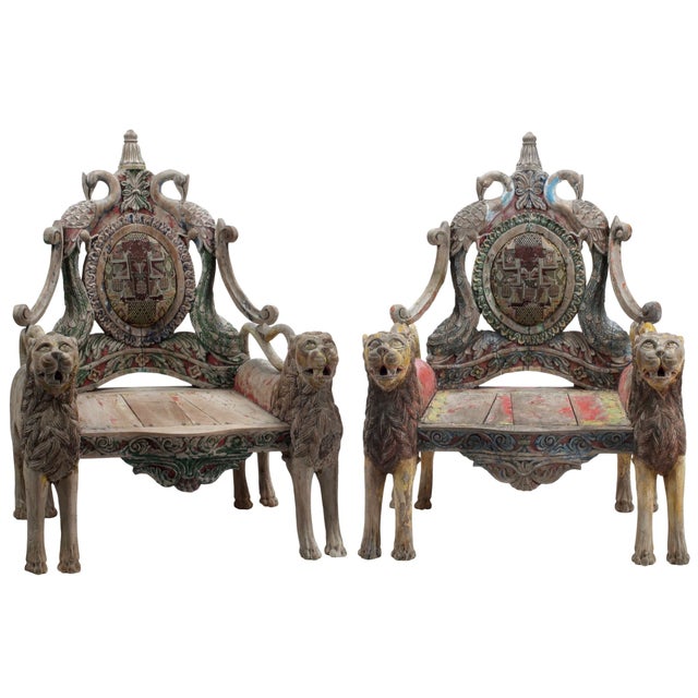 Late 19th Century Anglo-Indian Peacock and Lion Throne Chair For Sale - Image 16 of 17