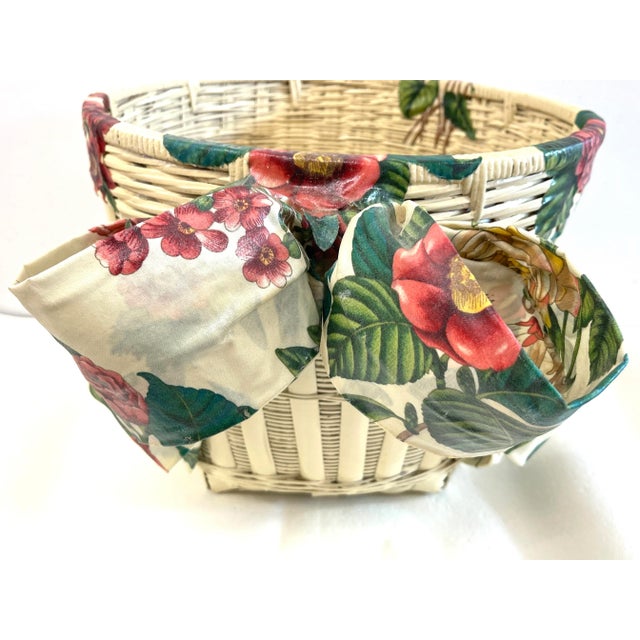 French Painted Floral Decoupage Basket Planter For Sale - Image 11 of 13