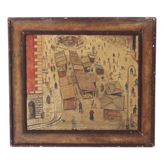 Kramer, Primitive Painting of Hoher Markt, Vienna, 1930s, Gouache, Framed For Sale