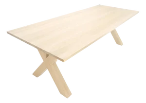 Large 8' Long Lime White Washed Solid Chestnut Dining Table Massive X Bases
