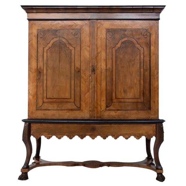 Oak and Walnut 2-Door Cabinet, 18th Century For Sale