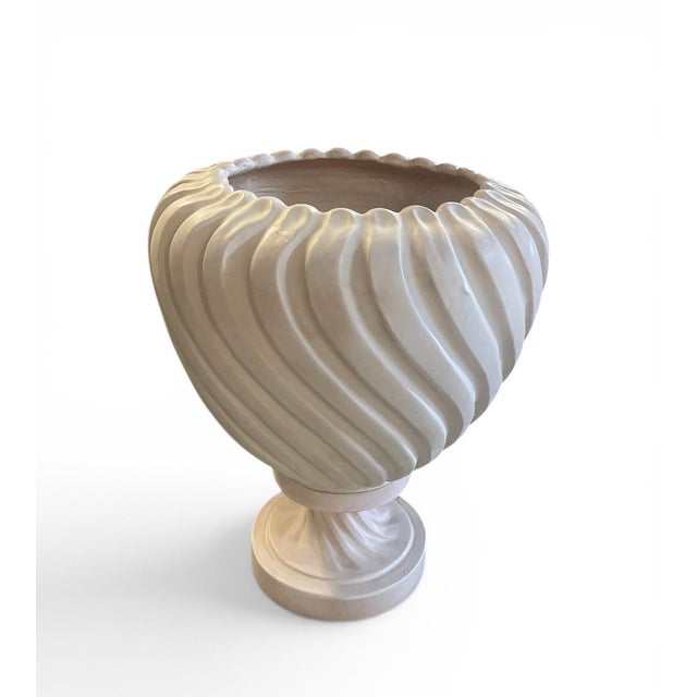 2000 - 2009 Vintage Italian Hand-Painted Swirl Ceramic Pedestal Vase For Sale - Image 5 of 12
