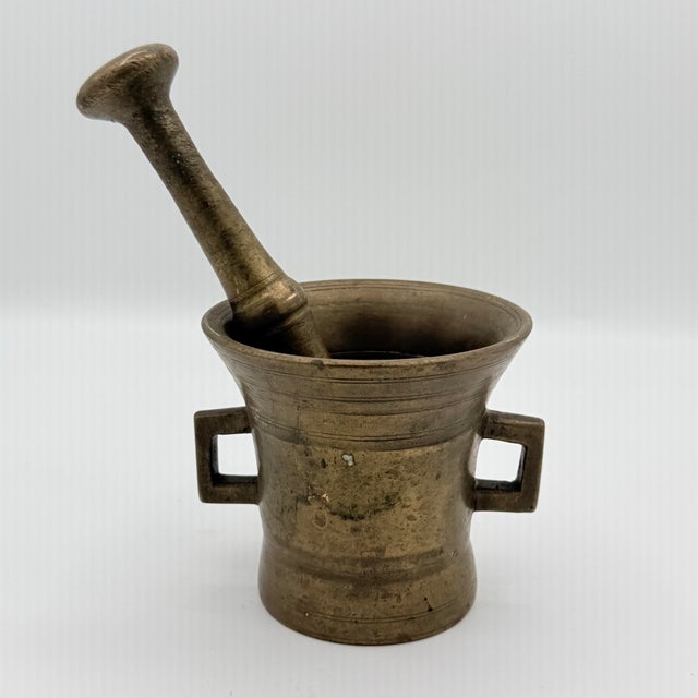Brass 19th-Century Austrian or German Brass Apothecary Mortar and Pestle For Sale - Image 8 of 8