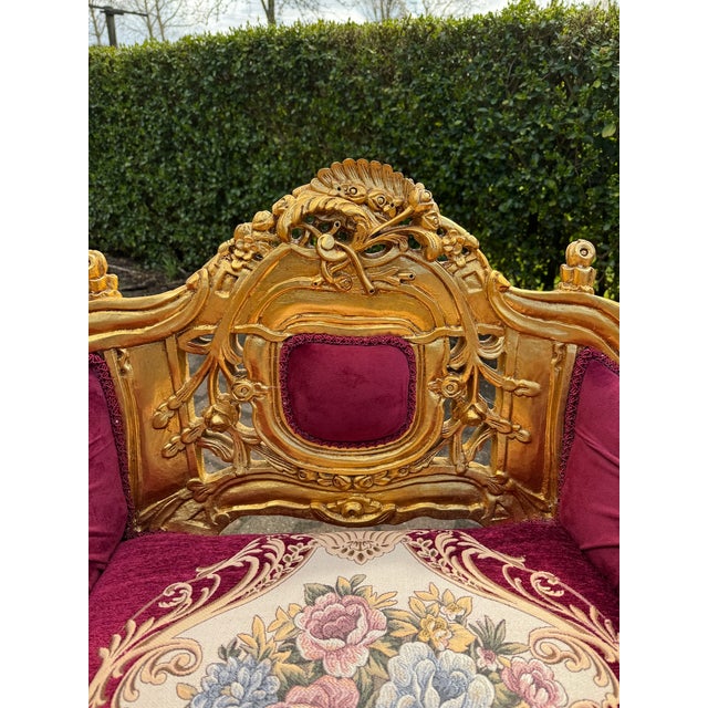1980 French Louis XVI Gold Velvet Beech Sofa Set 3Pc For Sale - Image 14 of 18