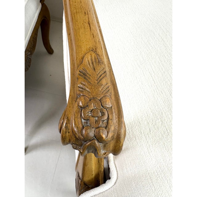 French Country Vintage French Country Newly Upholstered Armchairs /Pair For Sale - Image 3 of 11