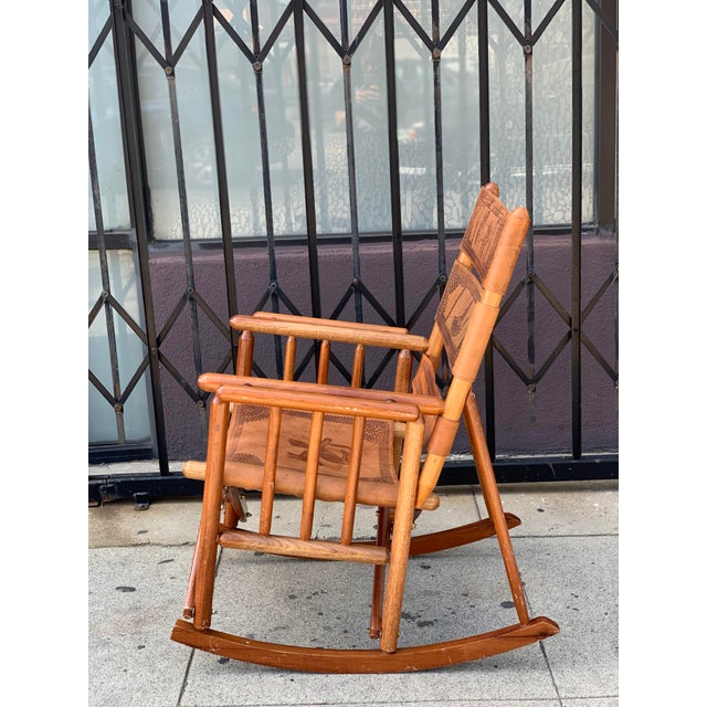 MidCentury Modern Costa Rican Leather Folding Rocking Chair Chairish